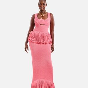 Sleeveless Fringe Knit Maxi Dress